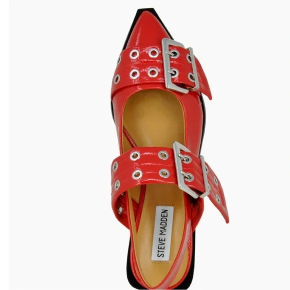 Steve Madden Red Patent Buckle Flats - Picture 10 of 10
